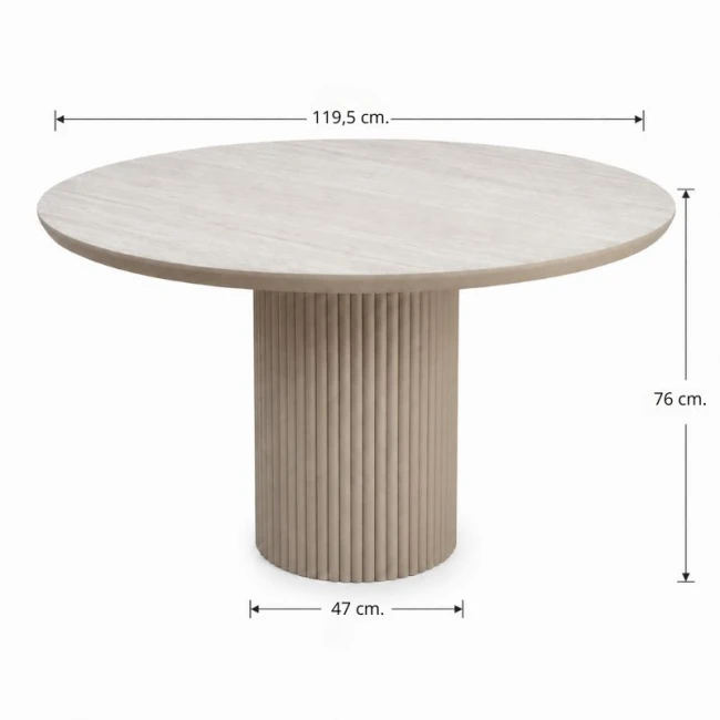 Τραπέζι Hazar Megapap Mdf χρώμα travertine - sandstone Ø119,5x76εκ.
