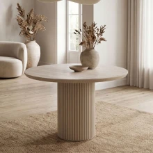 Τραπέζι Hazar Megapap Mdf χρώμα travertine - sandstone Ø100,5x76εκ.