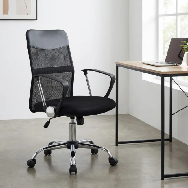 Καρέκλα γραφείου Franco Megapap με ύφασμα Mesh χρώμα μαύρο 59x57x95/105εκ.