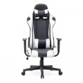 Καρέκλα γραφείου Gaming Alonso Megapap από τεχνόδερμα χρώμα λευκό - μαύρο 67x70x125/135 εκ.