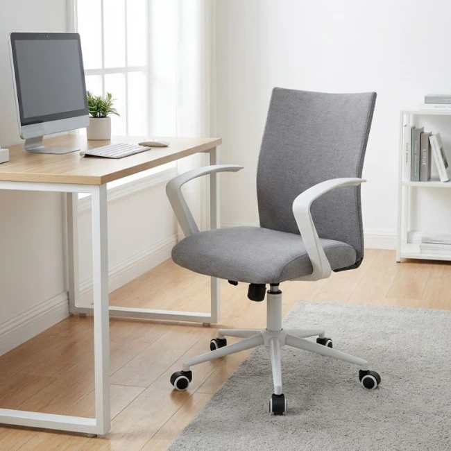 Καρέκλα γραφείου Berlin Megapap υφασμάτινη χρώμα γκρι - λευκό 64x63x89/96εκ.