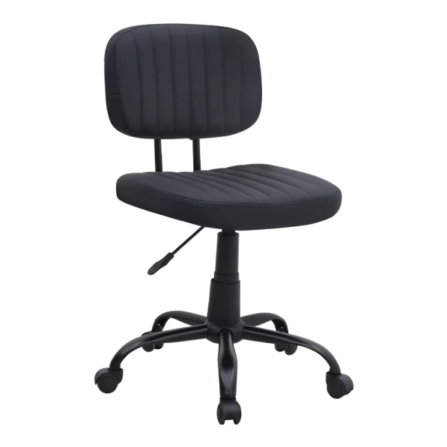 Καρέκλα γραφείου Romano Megapap από τεχνόδερμα χρώμα μαύρο 46x53x79/86εκ.