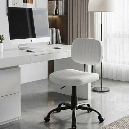 Καρέκλα γραφείου Romano Megapap από τεχνόδερμα χρώμα λευκό 46x53x79/86εκ.