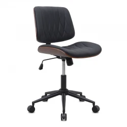 Καρέκλα γραφείου Corina Megapap από τεχνόδερμα χρώμα μαύρο 60x65x82/92εκ.