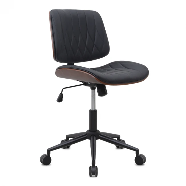 Καρέκλα γραφείου Corina Megapap από τεχνόδερμα χρώμα μαύρο 60x65x82/92εκ.