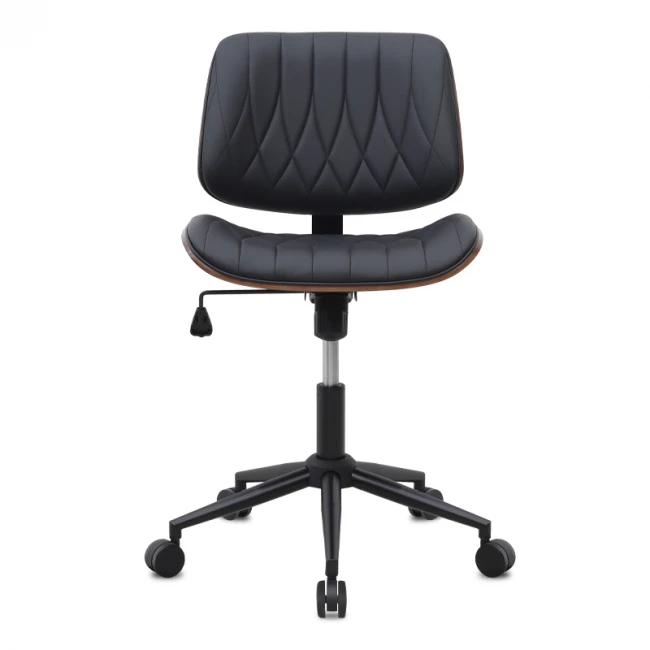 Καρέκλα γραφείου Corina Megapap από τεχνόδερμα χρώμα μαύρο 60x65x82/92εκ.