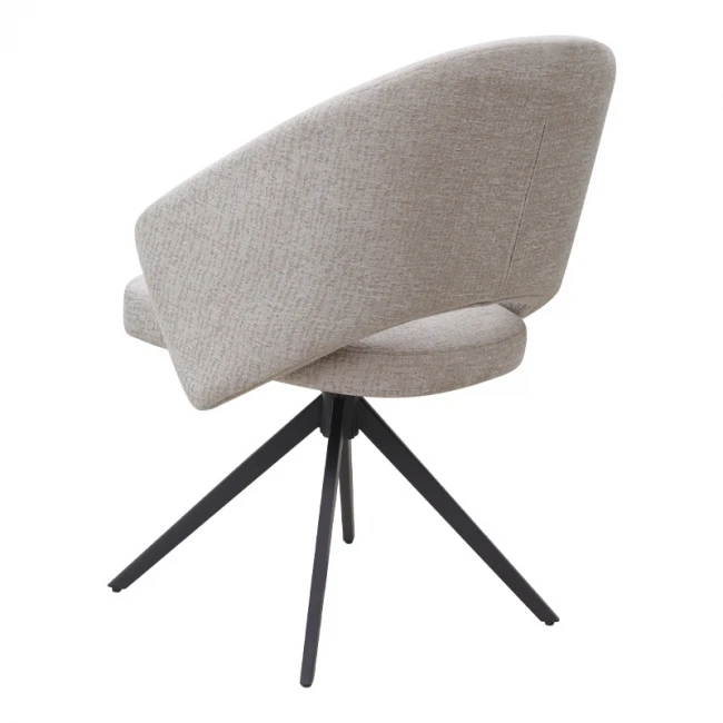 Πολυθρόνα τραπεζαρίας Milano Megapap περιστρεφόμενη χρώμα ανοιχτό μπεζ ύφασμα - μεταλλικό μαύρο πόδι 64x64x83εκ.