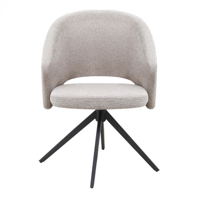 Πολυθρόνα τραπεζαρίας Milano Megapap περιστρεφόμενη χρώμα ανοιχτό μπεζ ύφασμα - μεταλλικό μαύρο πόδι 64x64x83εκ.