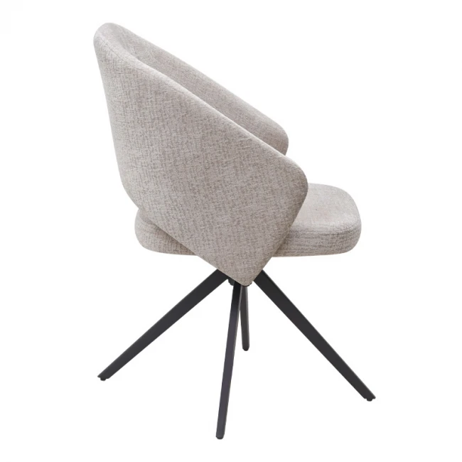 Πολυθρόνα τραπεζαρίας Milano Megapap περιστρεφόμενη χρώμα ανοιχτό μπεζ ύφασμα - μεταλλικό μαύρο πόδι 64x64x83εκ.