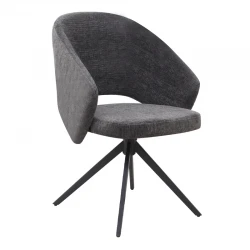 Πολυθρόνα τραπεζαρίας Milano Megapap περιστρεφόμενη χρώμα ανθρακί ύφασμα - μεταλλικό μαύρο πόδι 64x64x83εκ.