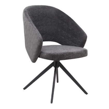 Πολυθρόνα τραπεζαρίας Milano Megapap περιστρεφόμενη χρώμα ανθρακί ύφασμα - μεταλλικό μαύρο πόδι 64x64x83εκ.