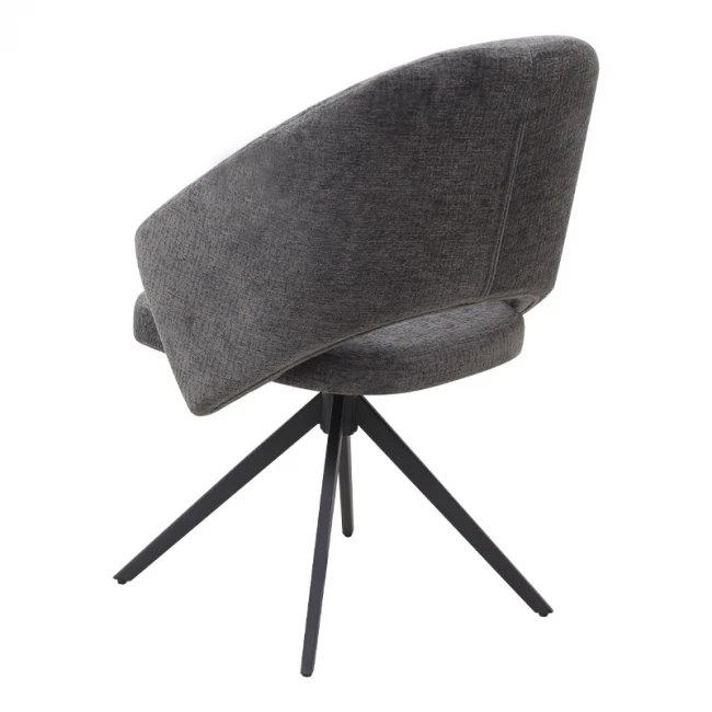 Πολυθρόνα τραπεζαρίας Milano Megapap περιστρεφόμενη χρώμα ανθρακί ύφασμα - μεταλλικό μαύρο πόδι 64x64x83εκ.