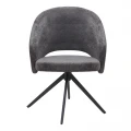 Πολυθρόνα τραπεζαρίας Milano Megapap περιστρεφόμενη χρώμα ανθρακί ύφασμα - μεταλλικό μαύρο πόδι 64x64x83εκ.