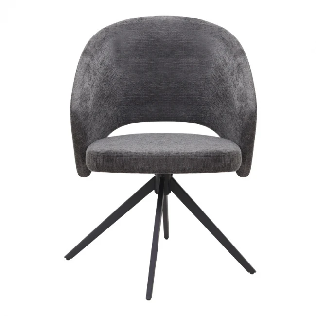 Πολυθρόνα τραπεζαρίας Milano Megapap περιστρεφόμενη χρώμα ανθρακί ύφασμα - μεταλλικό μαύρο πόδι 64x64x83εκ.