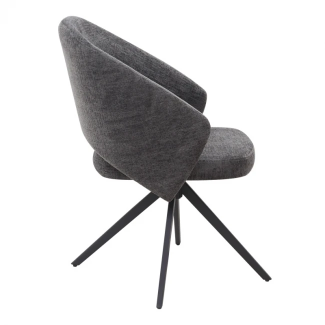 Πολυθρόνα τραπεζαρίας Milano Megapap περιστρεφόμενη χρώμα ανθρακί ύφασμα - μεταλλικό μαύρο πόδι 64x64x83εκ.