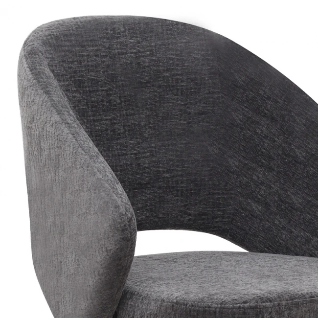 Πολυθρόνα τραπεζαρίας Milano Megapap περιστρεφόμενη χρώμα ανθρακί ύφασμα - μεταλλικό μαύρο πόδι 64x64x83εκ.