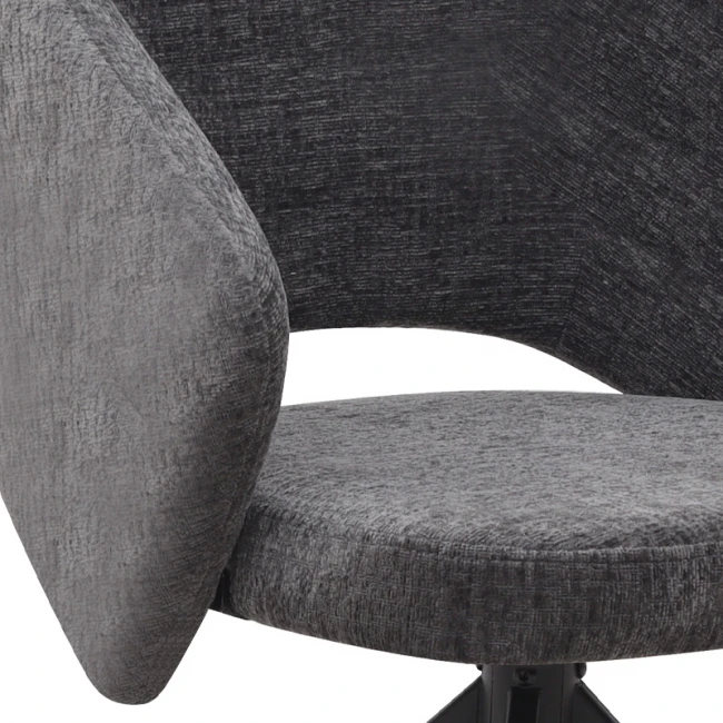 Πολυθρόνα τραπεζαρίας Milano Megapap περιστρεφόμενη χρώμα ανθρακί ύφασμα - μεταλλικό μαύρο πόδι 64x64x83εκ.