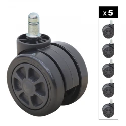 Ανταλλακτικά Ροδάκια Megapap για καρέκλες γραφείου σετ 5 τμχ χρώμα μαύρο