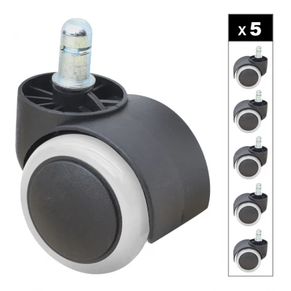 Ανταλλακτικά Ροδάκια Megapap για καρέκλες γραφείου σετ 5 τμχ χρώμα μαύρο - λευκό