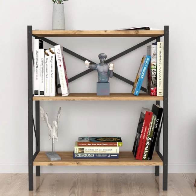 Βιβλιοθήκη Jocasta Megapap μεταλλική - μελαμίνης χρώμα pine oak 66x34x85εκ. Βιβλιοθήκη Jocasta Megapap μεταλλική - μελαμίνης χρώμα pine oak 66x34x85εκ.