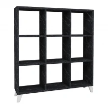 Βιβλιοθήκη Saul Megapap χρώμα μαύρο εφέ μαρμάρου 88,2x20x88,2εκ.