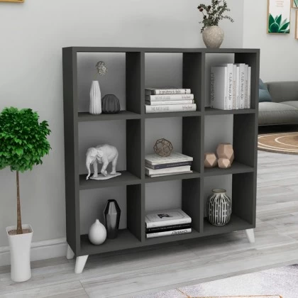 Βιβλιοθήκη Saul Megapap χρώμα ανθρακί 88,2x20x88,2εκ.