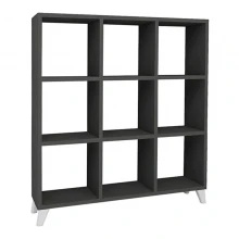 Βιβλιοθήκη Saul Megapap χρώμα ανθρακί 88,2x20x88,2εκ.