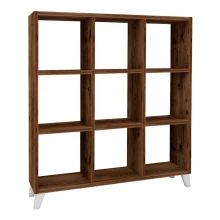 Βιβλιοθήκη Saul Megapap χρώμα καπνιστή καρυδιά 88,2x20x88,2εκ.