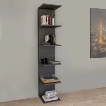 Βιβλιοθήκη - Ραφιέρα τοίχου Ogden Megapap χρώμα ανθρακί 34,5x30x180εκ.