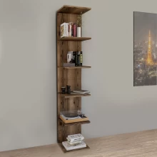 Βιβλιοθήκη - Ραφιέρα τοίχου Ogden Megapap χρώμα καπνιστή καρυδιά 34,5x30x180εκ.