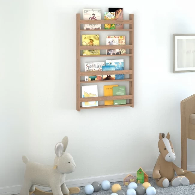 Επιτοίχια βιβλιοθήκη - ραφιέρα Montessori Megapap από μελαμίνη χρώμα pine oak 74x10x120εκ.