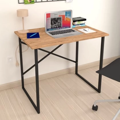 Γραφείο εργασίας Rilke Megapap χρώμα μαύρο - pine oak 90x60x75εκ. Γραφείο εργασίας Rilke Megapap χρώμα μαύρο - pine oak 90x60x75εκ.