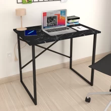 Γραφείο εργασίας Rilke Megapap χρώμα μαύρο εφέ μαρμάρου 90x60x75εκ.