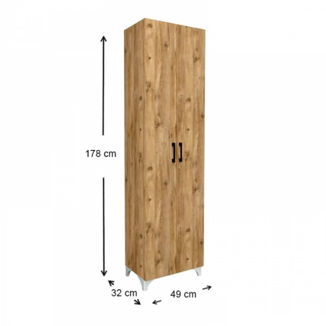 Ντουλάπα - Παπουτσοθήκη μελαμίνης Lilly Megapap χρώμα pine oak 49x32x178εκ.