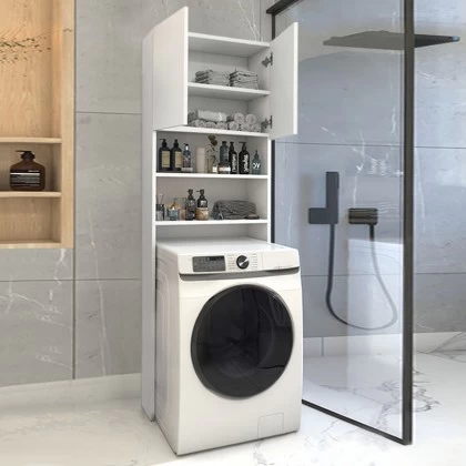 Έπιπλο πλυντηρίου Ramsey Megapap χρώμα λευκό 65x27x190,6εκ. Έπιπλο πλυντηρίου Ramsey Megapap χρώμα λευκό 65x27x190,6εκ.