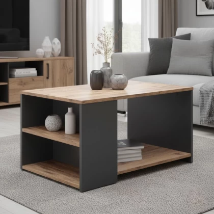 Τραπεζάκι σαλονιού Sylvia Megapap χρώμα pine oak - ανθρακί 90,2x59,2x48,1εκ. Τραπεζάκι σαλονιού Sylvia Megapap χρώμα pine oak - ανθρακί 90,2x59,2x48,1εκ.
