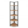 Βιβλιοθήκη γωνιακή Kelsie Megapap χρώμα μαύρο - pine oak 33x33x162εκ.