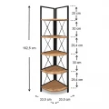 Βιβλιοθήκη γωνιακή Kelsie Megapap χρώμα μαύρο - pine oak 33x33x162εκ.