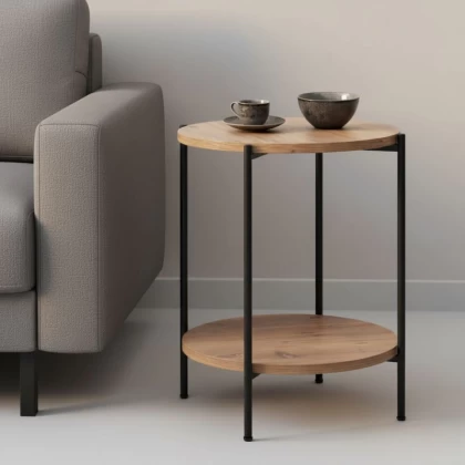 Βοηθητικό τραπεζάκι Argento Megapap χρώμα pine oak 43x43x60εκ.