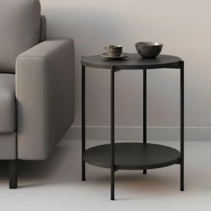 Βοηθητικό τραπεζάκι Argento Megapap χρώμα ανθρακί 43x43x60εκ.