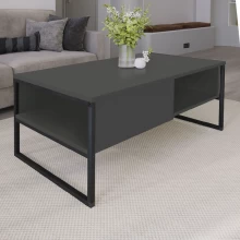 Τραπεζάκι σαλονιού Lawrence Megapap χρώμα ανθρακί 105x60x46εκ.