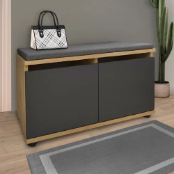Παπουτσοθήκη μελαμίνης Twain Megapap 8 ζευγών χρώμα sapphire oak - ανθρακί 80x35x42εκ.