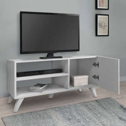 Έπιπλο τηλεόρασης Evelyn Megapap χρώμα λευκό 100x35x46εκ. Έπιπλο τηλεόρασης Evelyn Megapap χρώμα λευκό 100x35x46εκ.