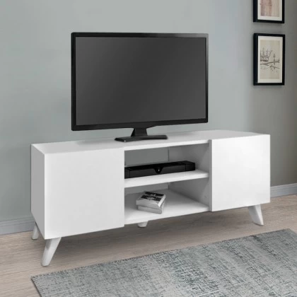Έπιπλο τηλεόρασης Evelyn Megapap χρώμα λευκό 140x35x46εκ. Έπιπλο τηλεόρασης Evelyn Megapap χρώμα λευκό 140x35x46εκ.