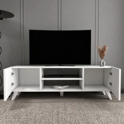 Έπιπλο τηλεόρασης Evelyn Megapap χρώμα λευκό 140x35x46εκ. Έπιπλο τηλεόρασης Evelyn Megapap χρώμα λευκό 140x35x46εκ.