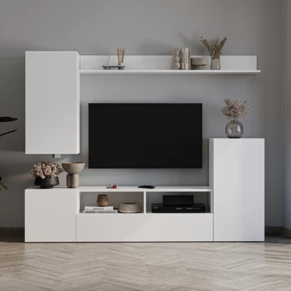 Σύνθεση τηλεόρασης Rodos Megapap χρώμα λευκό 210,2x36x90,4εκ. Σύνθεση τηλεόρασης Rodos Megapap χρώμα λευκό 210,2x36x90,4εκ.