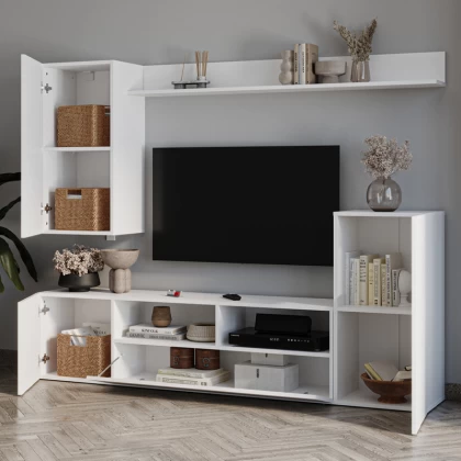 Σύνθεση τηλεόρασης Rodos Megapap χρώμα λευκό 210,2x36x90,4εκ. Σύνθεση τηλεόρασης Rodos Megapap χρώμα λευκό 210,2x36x90,4εκ.