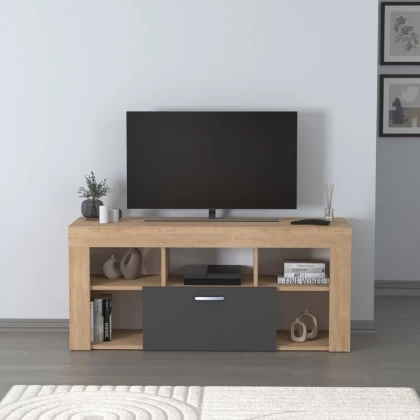 Έπιπλο τηλεόρασης Midili Megapap χρώμα sapphire oak - ανθρακί 135x42x60,7εκ. Έπιπλο τηλεόρασης Midili Megapap χρώμα sapphire oak - ανθρακί 135x42x60,7εκ.