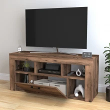 Έπιπλο τηλεόρασης Midili Megapap χρώμα καπνιστή καρυδιά 135x42x60,7εκ.