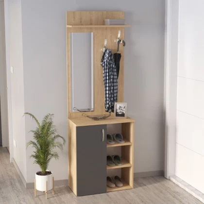 Έπιπλο εισόδου Norva Megapap χρώμα sapphire oak - ανθρακί 67,8x36,3x200,6εκ. Έπιπλο εισόδου Norva Megapap χρώμα sapphire oak - ανθρακί 67,8x36,3x200,6εκ.